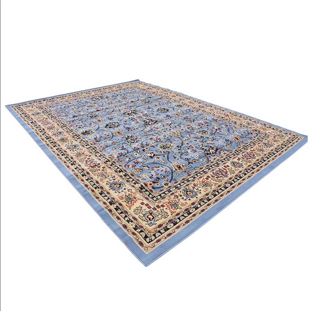 Traditional Area Rug Light Blue Floral 4’ x 6’ - Picture 7 of 8